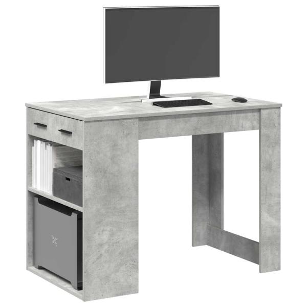ARDEBO.de - Schreibtisch mit Schubladen und Ablage Betongrau 102x62x77,5 cm