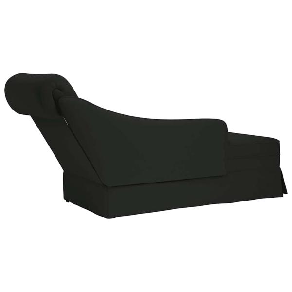 Chaiselongue mit Nackenrolle und Rechter Armlehne Schwarz Samt