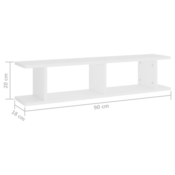 ARDEBO.de - Wandregale 2 Stk. Weiß 90x18x20 cm Holzwerkstoff