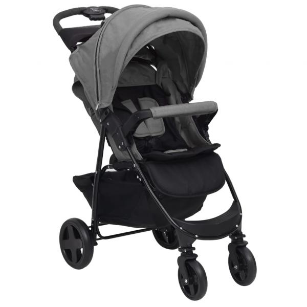 ARDEBO.de - 2-in-1 Kinderwagen Hellgrau Stahl