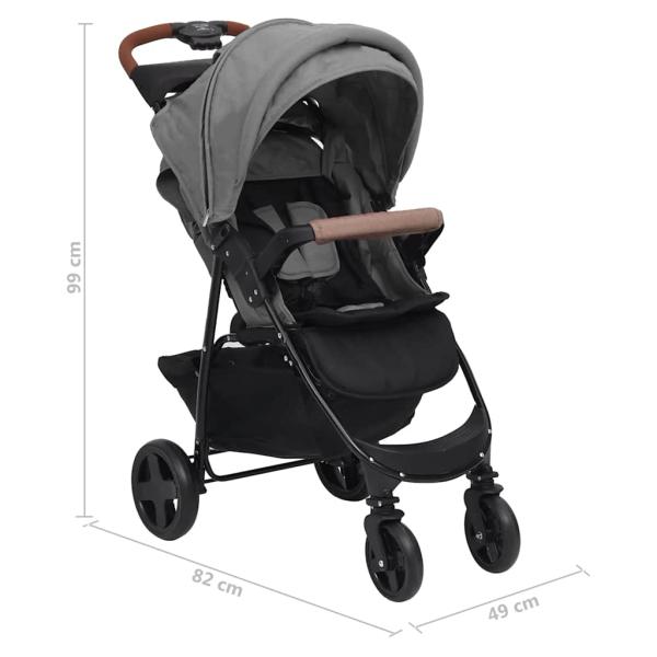 2-in-1 Kinderwagen Hellgrau Stahl