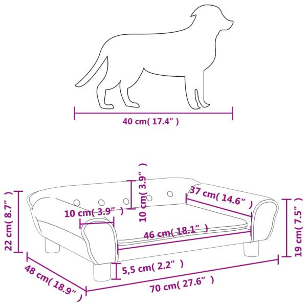 Hundebett Blau 70x48x22 cm Samt