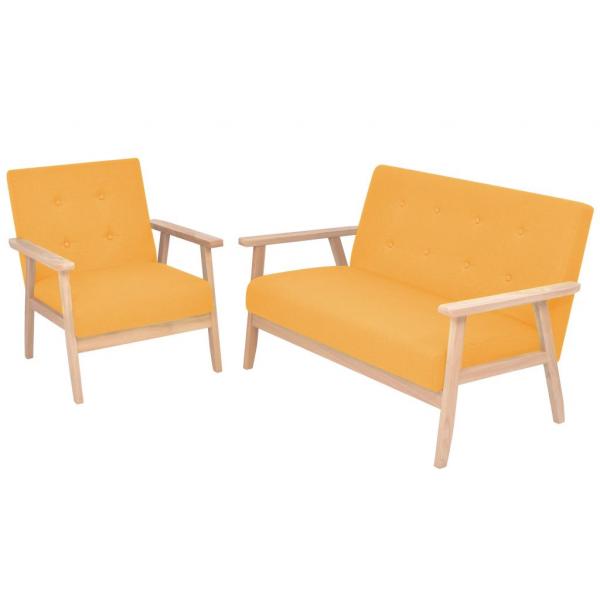 ARDEBO.de - Sofa-Set 2-tlg. Stoff Gelb