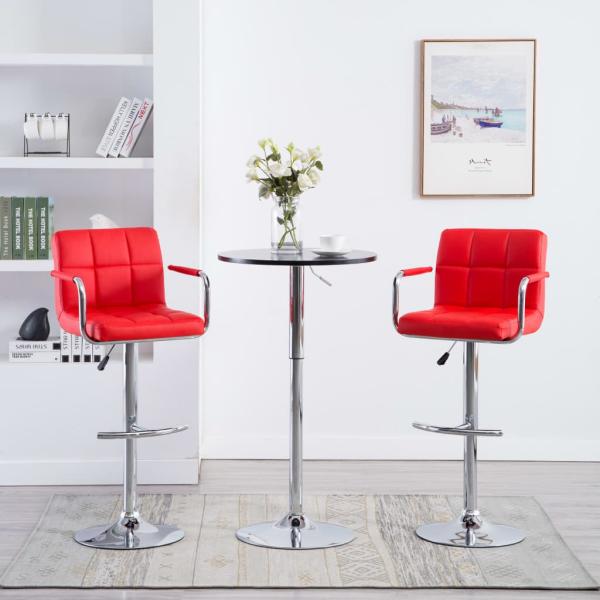 ARDEBO.de - Barhocker 2 Stk. Rot Kunstleder