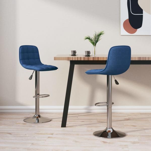 ARDEBO.de - Barhocker 2 Stk. Blau Stoff