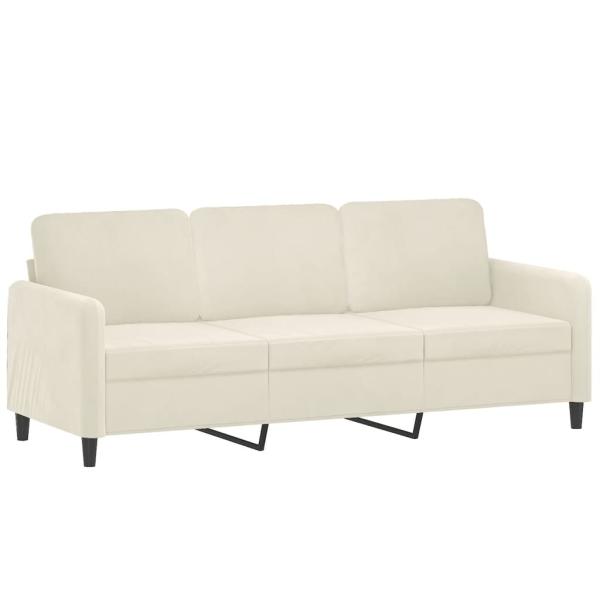 3-Sitzer-Sofa mit Hocker Creme 180 cm Samt