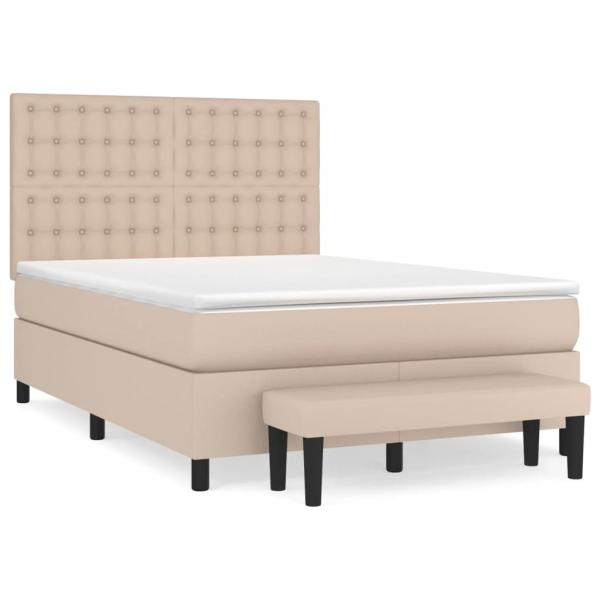 Boxspringbett Matratze Cappuccino-Braun 140x190cm Kunstleder