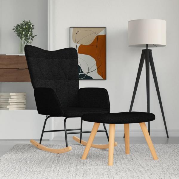 ARDEBO.de - Schaukelsessel mit Hocker Senfgelb Stoff