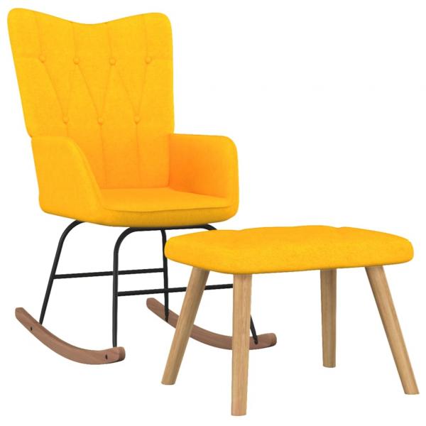 Schaukelsessel mit Hocker Senfgelb Stoff