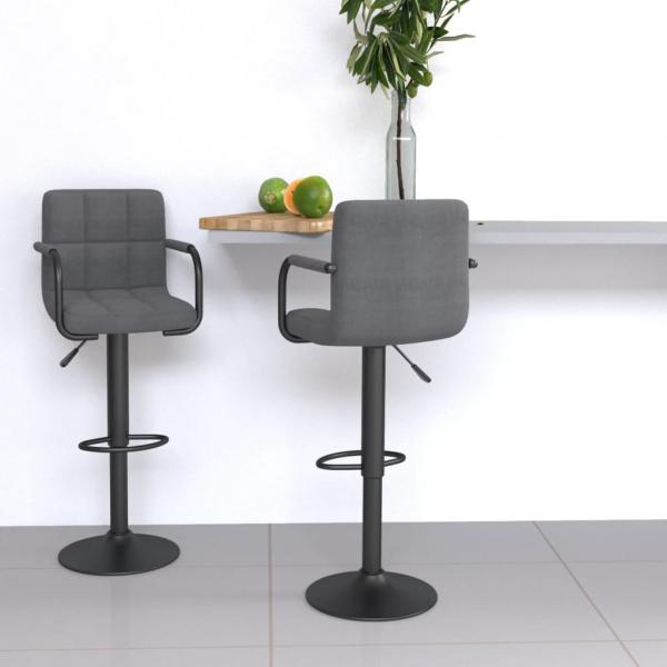 ARDEBO.de - Barhocker 2 Stk. Hellgrau Stoff