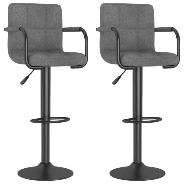 Barhocker 2 Stk. Hellgrau Stoff