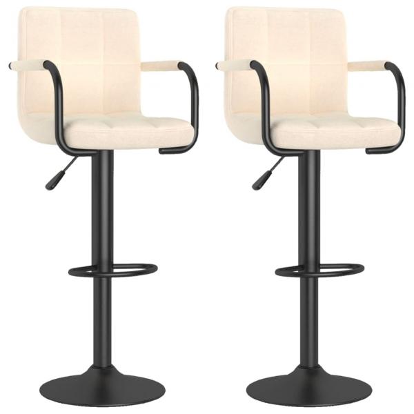 Barhocker 2 Stk. Creme Stoff