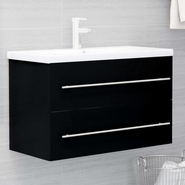 ARDEBO.de - Waschbeckenunterschrank Schwarz 80x38,5x48 cm Holzwerkstoff