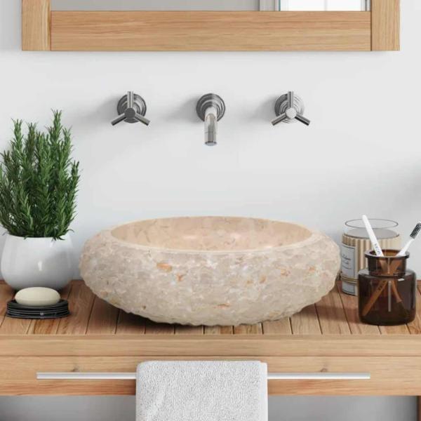 Waschbecken 40x12 cm Marmor Creme