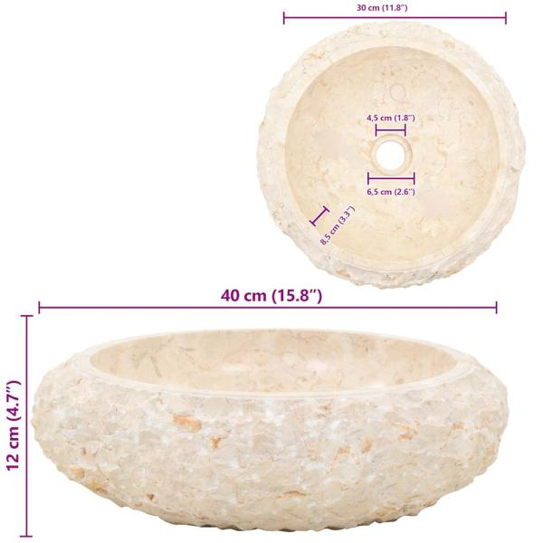 Waschbecken 40x12 cm Marmor Creme