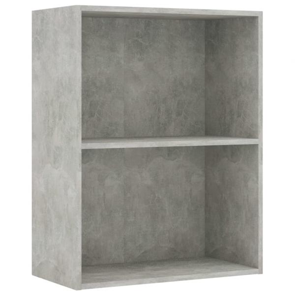 Bücherregal 2 Fächer Betongrau 60x30x76,5 cm Holzwerkstoff