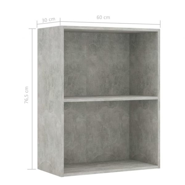 Bücherregal 2 Fächer Betongrau 60x30x76,5 cm Holzwerkstoff