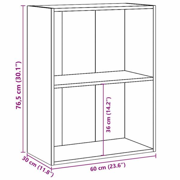 Bücherregal 2 Fächer Betongrau 60x30x76,5 cm Holzwerkstoff