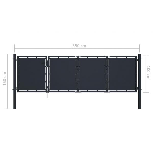 Gartentor Stahl 350 x 100 cm Anthrazit