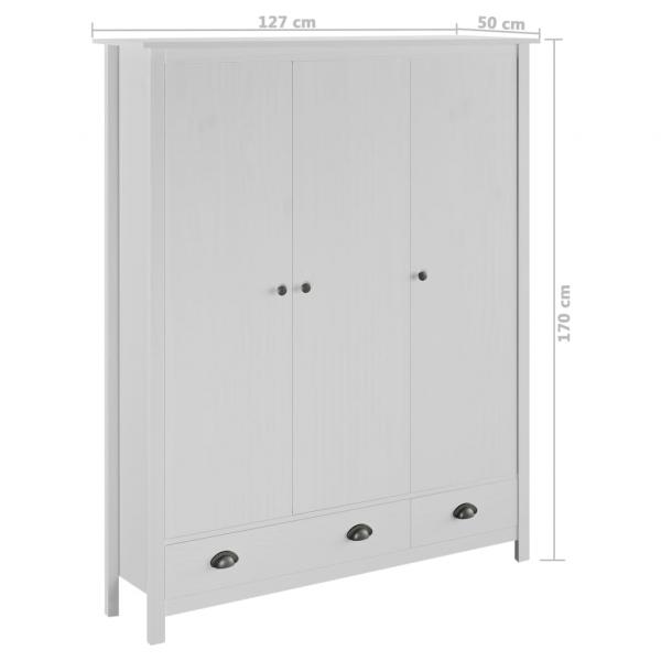 Kleiderschrank mit 3 Türen Hill Weiß 127x50x170 cm Kiefernholz