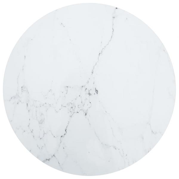 ARDEBO.de - Tischplatte Weiß Ø70x0,8 cm Hartglas in Marmoroptik