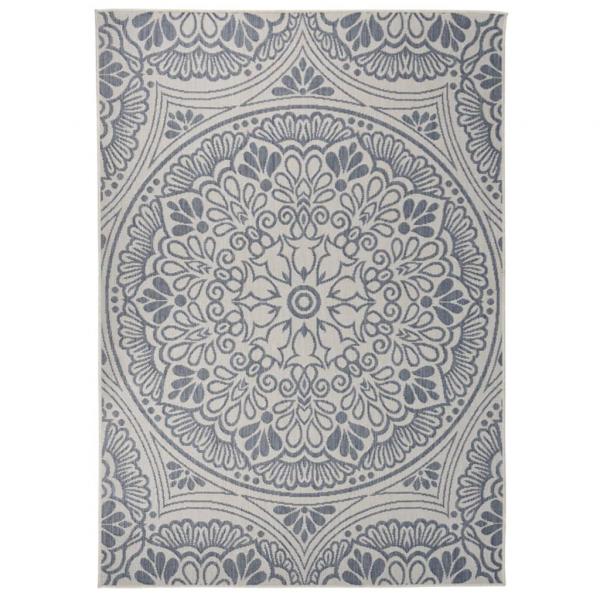 ARDEBO.de - Outdoor-Teppich Flachgewebe 140x200 cm Blaues Muster