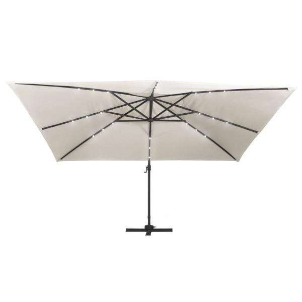 Ampelschirm mit LED-Beleuchtung Alu-Mast 400x300 cm Sandweiß