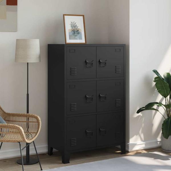 ARDEBO.de - Lagerschrank Industrial Schwarz 75x40x120 cm Stahl