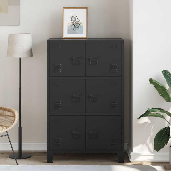 Lagerschrank Industrial Schwarz 75x40x120 cm Stahl