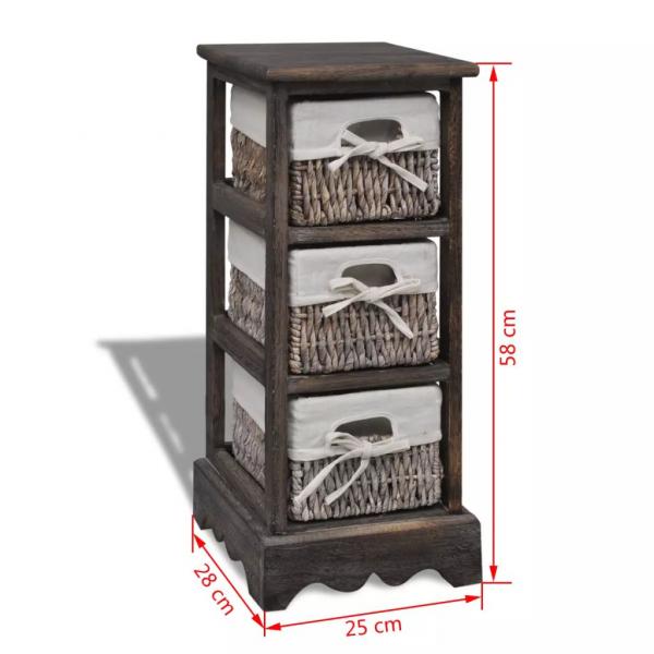 Korbregal Holz mit 3 Körben Braun