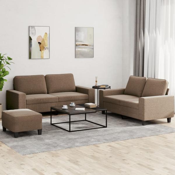 ARDEBO.de - 3-tlg. Sofagarnitur Braun Stoff