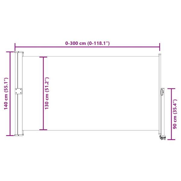 Ausziehbare Seitenmarkise 140 x 300 cm Rot