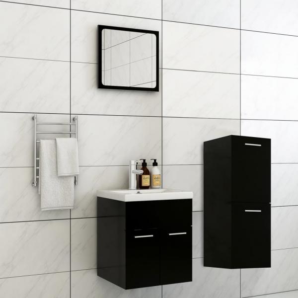 ARDEBO.de - Badmöbel-Set Schwarz Holzwerkstoff
