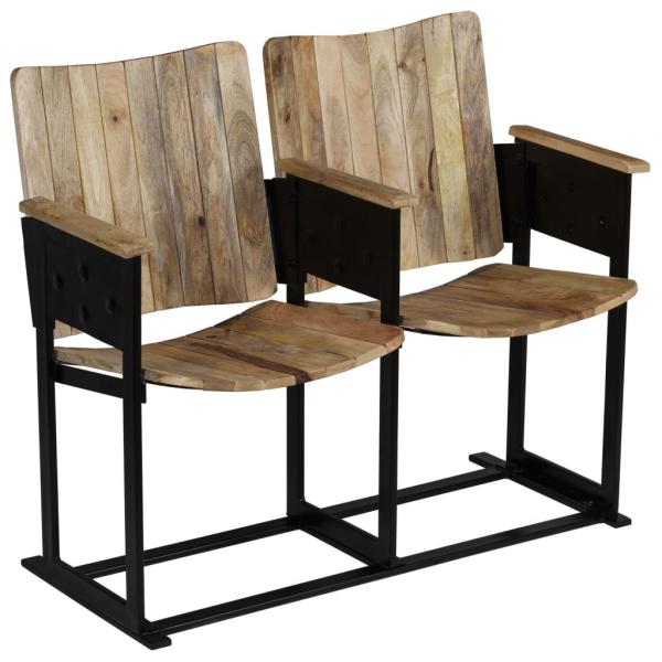 2-Sitzer-Bank Massivholz Mango und Stahl
