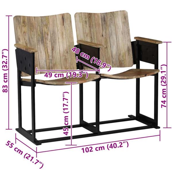 2-Sitzer-Bank Massivholz Mango und Stahl