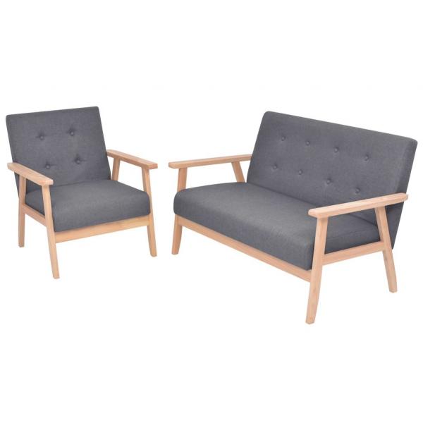 ARDEBO.de - Sofa-Set 2-tlg. Stoff Dunkelgrau