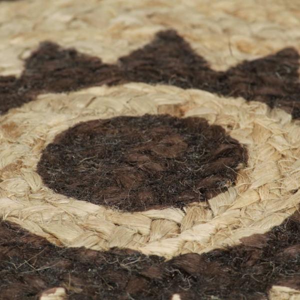 Teppich Handgefertigt Jute mit Dunkelbraunem Aufdruck 150 cm