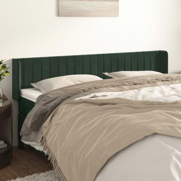 ARDEBO.de - Kopfteil mit Ohren Dunkelgrün 183x16x78/88 cm Samt