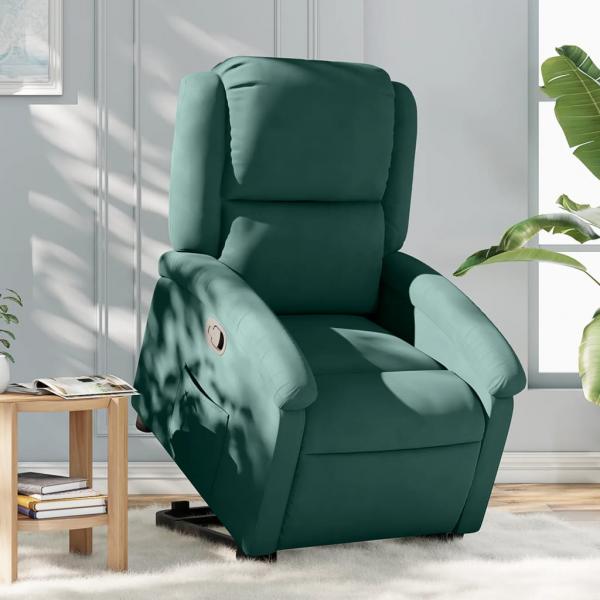 ARDEBO.de - Relaxsessel mit Aufstehhilfe Dunkelgrün Samt