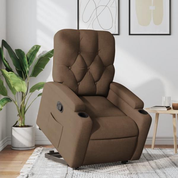 ARDEBO.de - Relaxsessel mit Aufstehhilfe Braun Stoff