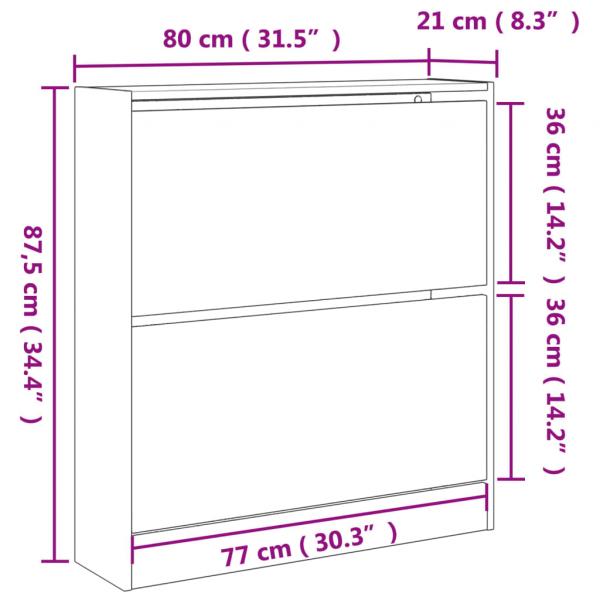 Schuhschrank Schwarz 80x21x87,5 cm Holzwerkstoff