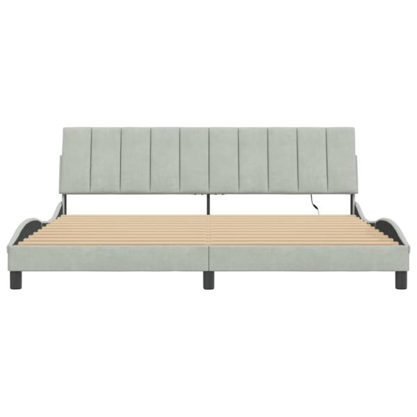 Bettgestell mit LED-Leuchten Hellgrau 200x200 cm Samt