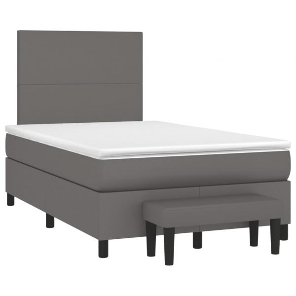 ARDEBO.de - Boxspringbett mit Matratze Grau 120x190 cm Kunstleder