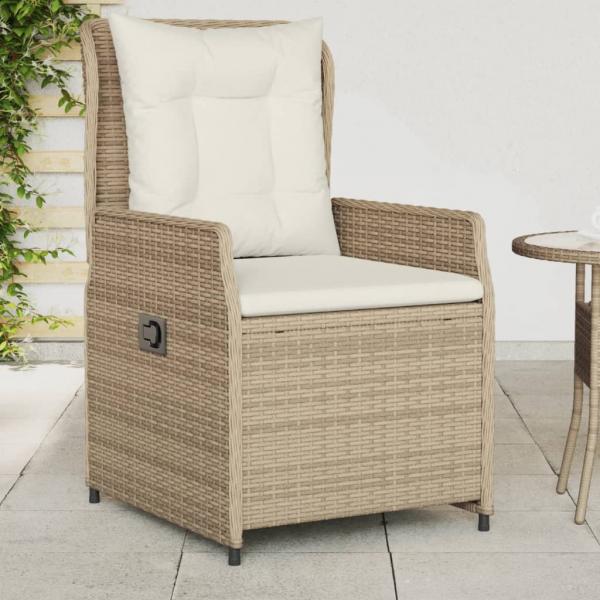 ARDEBO.de - Gartensessel 2 Stk. Verstellbar Beige Poly Rattan