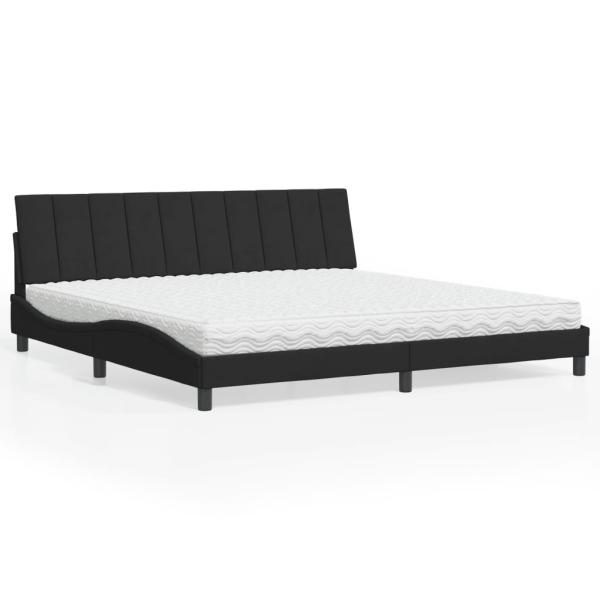 ARDEBO.de - Bett mit Matratze Schwarz 200x200 cm Samt