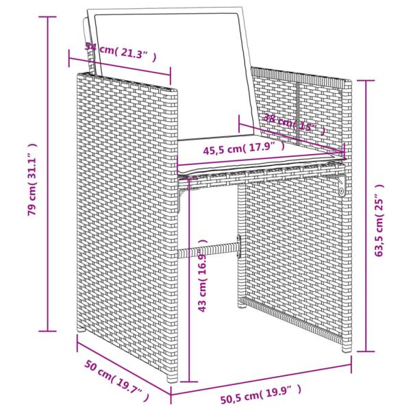 ARDEBO.de - Gartenstühle mit Kissen 4 Stk. Grau Poly Rattan