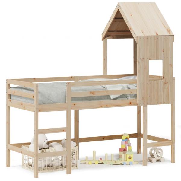 ARDEBO.de - Hochbett mit Leiter und Dach 80x200 cm Massivholz Kiefer