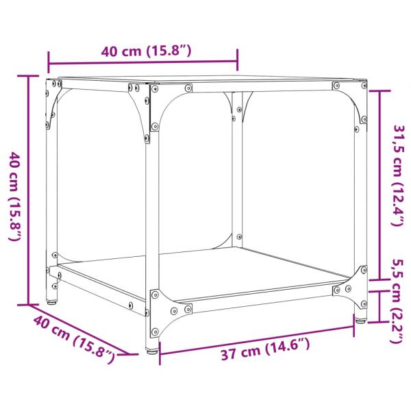 Couchtisch mit Glasplatte Schwarz Transparent 40x40x40 cm Stahl