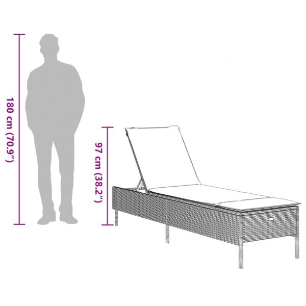 Sonnenliegen mit Auflagen 2 Stk. Grau Poly Rattan