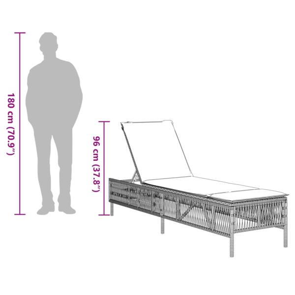 Sonnenliegen mit Auflagen 2 Stk. Schwarz Poly Rattan